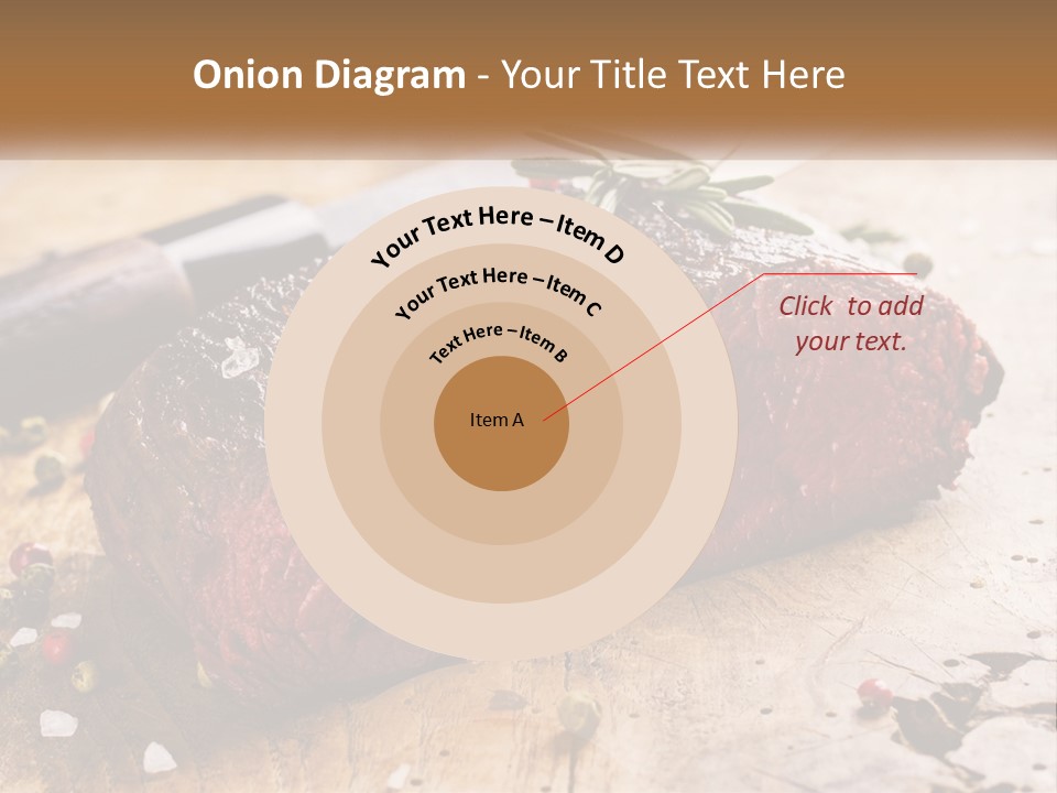 A Piece Of Steak On A Cutting Board With A Knife PowerPoint Template