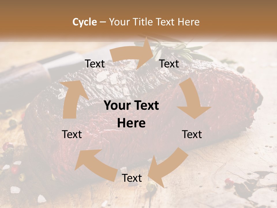 A Piece Of Steak On A Cutting Board With A Knife PowerPoint Template