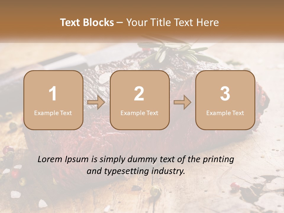 A Piece Of Steak On A Cutting Board With A Knife PowerPoint Template