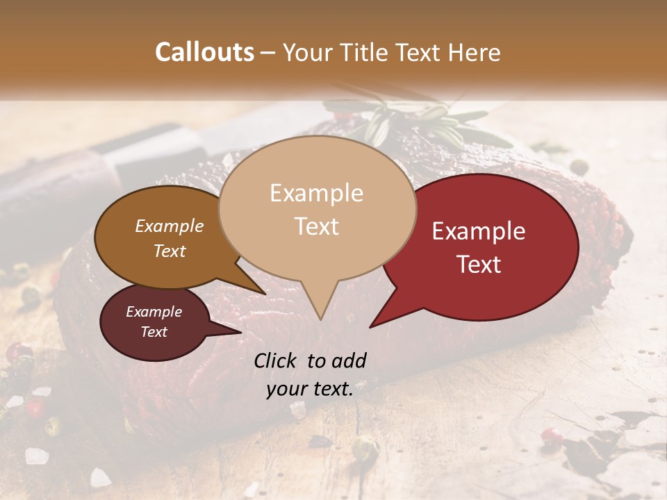 A Piece Of Steak On A Cutting Board With A Knife PowerPoint Template