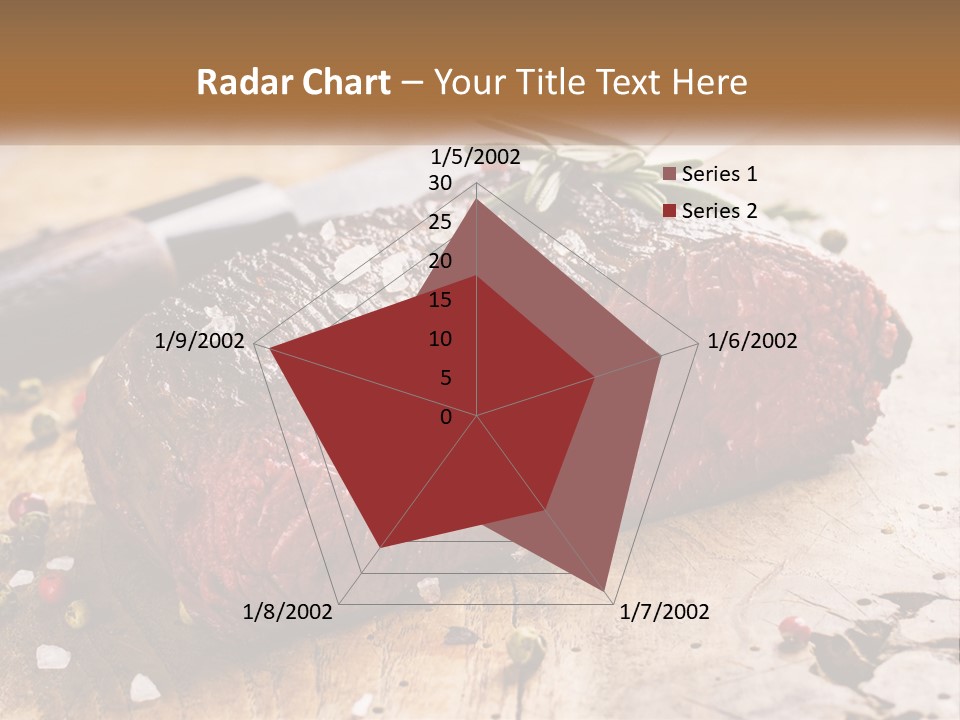 A Piece Of Steak On A Cutting Board With A Knife PowerPoint Template