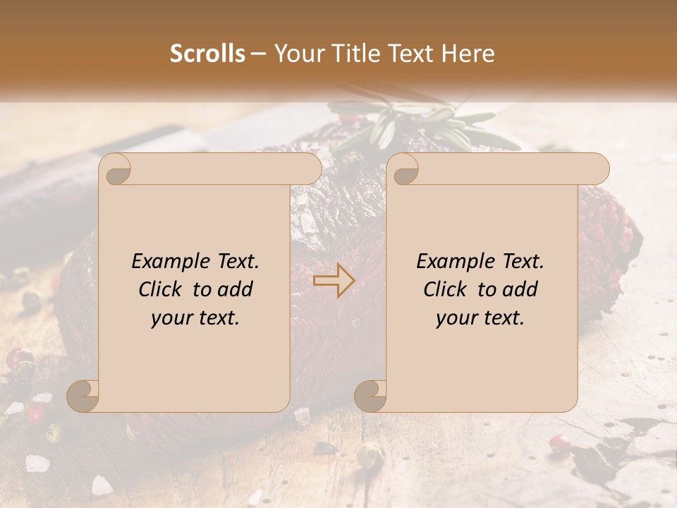 A Piece Of Steak On A Cutting Board With A Knife PowerPoint Template