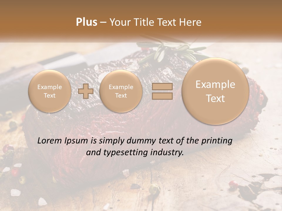 A Piece Of Steak On A Cutting Board With A Knife PowerPoint Template