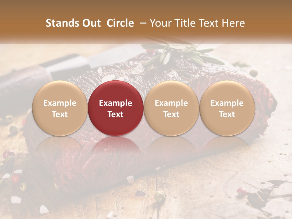 A Piece Of Steak On A Cutting Board With A Knife PowerPoint Template