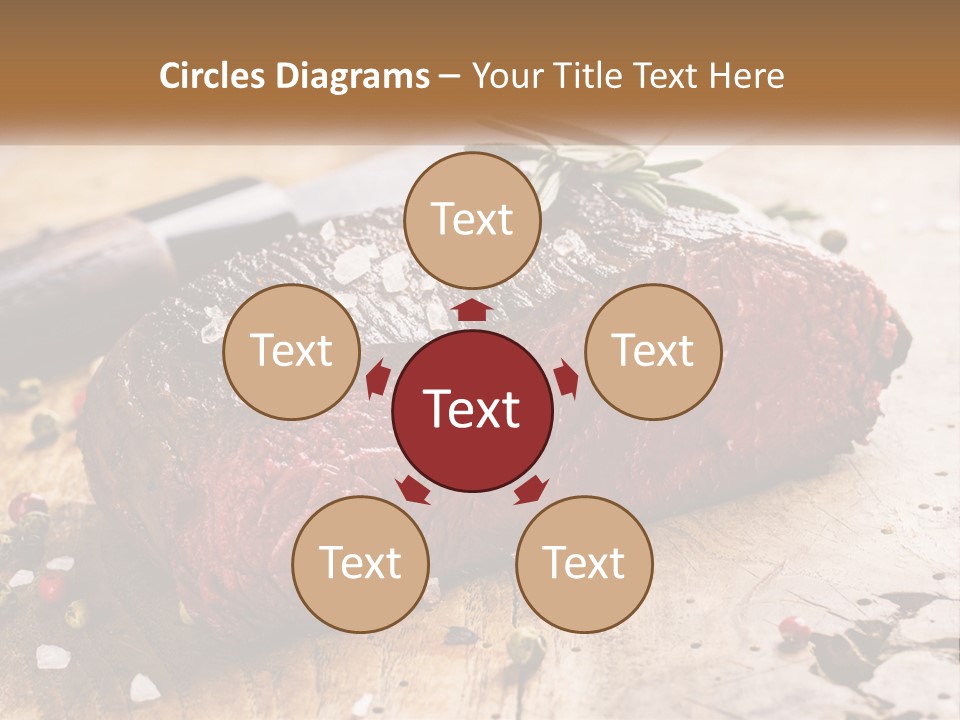 A Piece Of Steak On A Cutting Board With A Knife PowerPoint Template