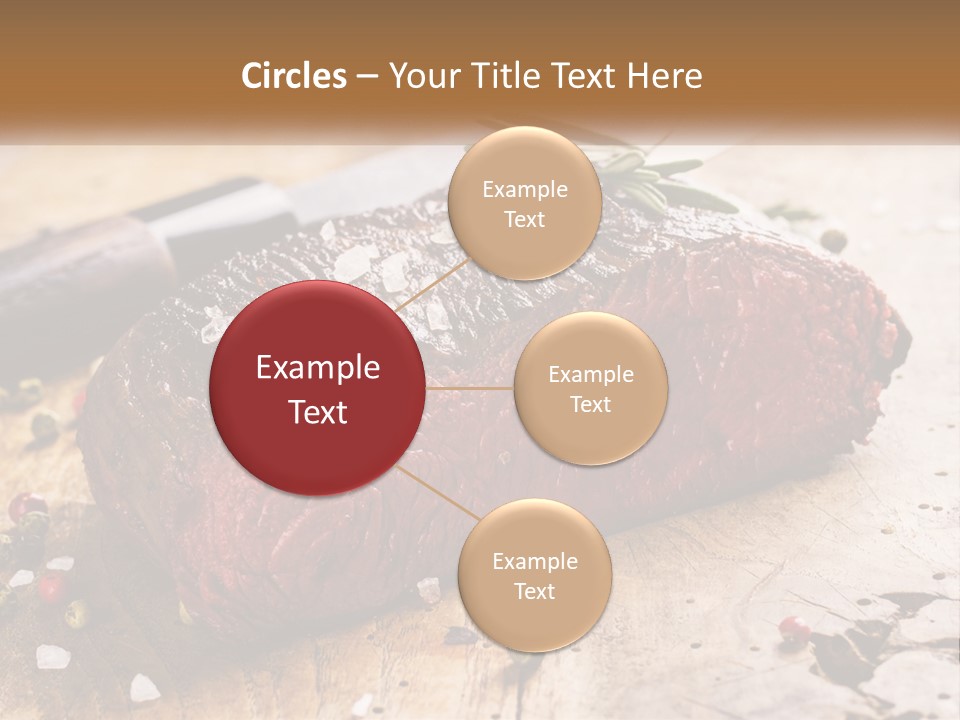 A Piece Of Steak On A Cutting Board With A Knife PowerPoint Template