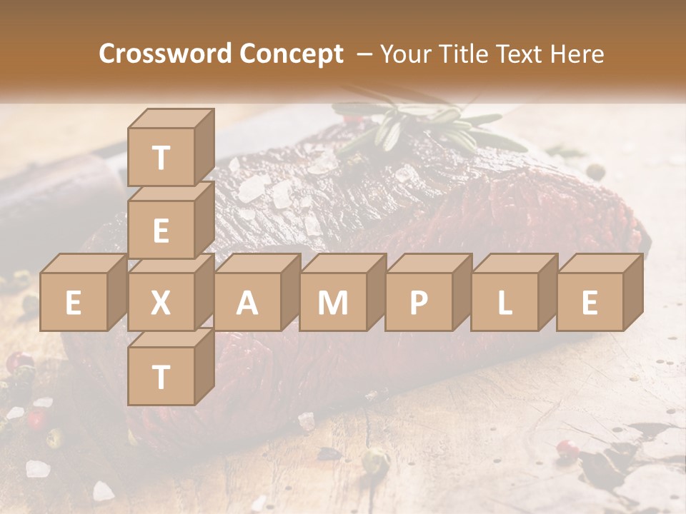 A Piece Of Steak On A Cutting Board With A Knife PowerPoint Template