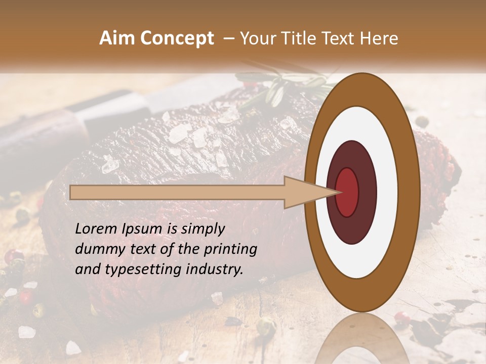 A Piece Of Steak On A Cutting Board With A Knife PowerPoint Template
