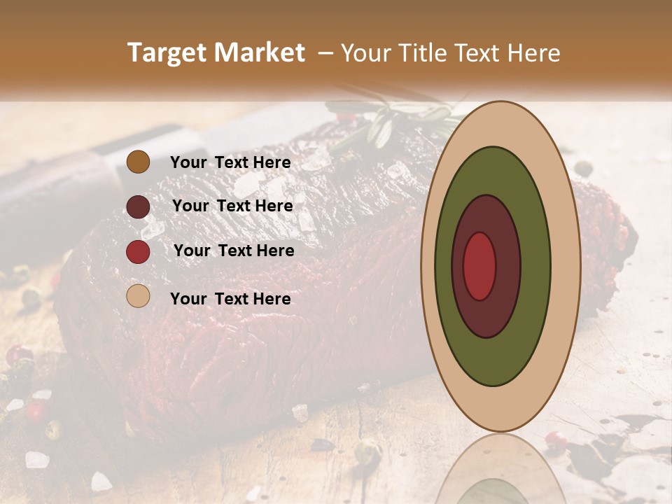 A Piece Of Steak On A Cutting Board With A Knife PowerPoint Template