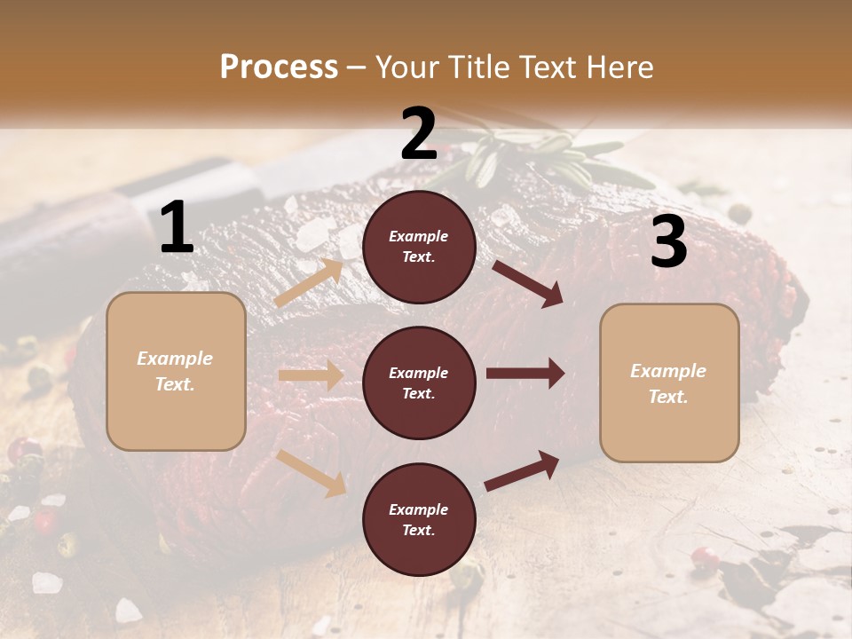 A Piece Of Steak On A Cutting Board With A Knife PowerPoint Template