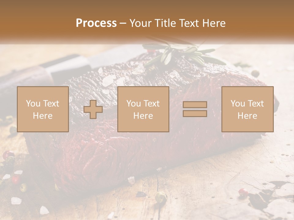 A Piece Of Steak On A Cutting Board With A Knife PowerPoint Template