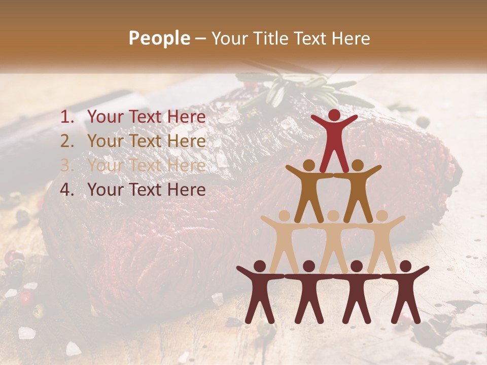 A Piece Of Steak On A Cutting Board With A Knife PowerPoint Template