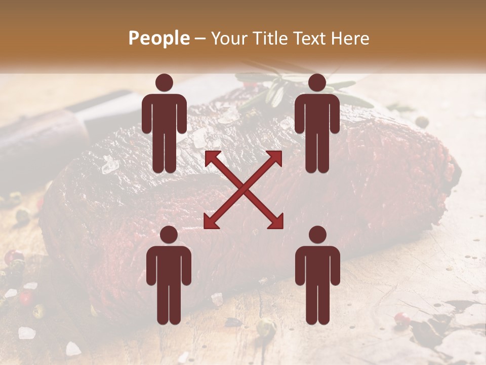 A Piece Of Steak On A Cutting Board With A Knife PowerPoint Template