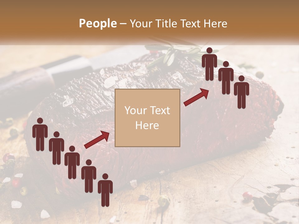 A Piece Of Steak On A Cutting Board With A Knife PowerPoint Template