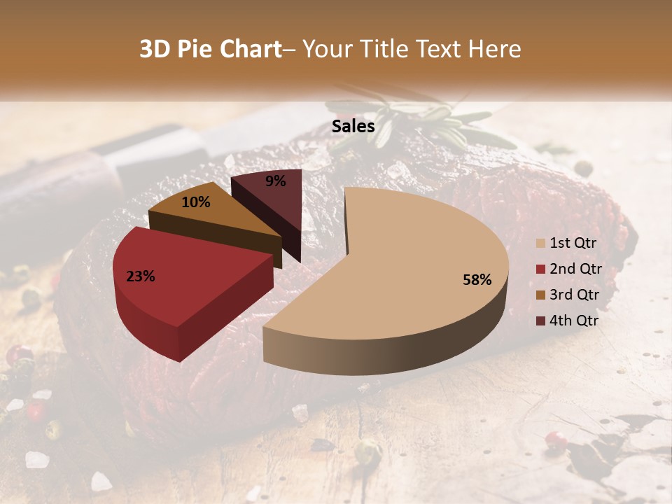 A Piece Of Steak On A Cutting Board With A Knife PowerPoint Template