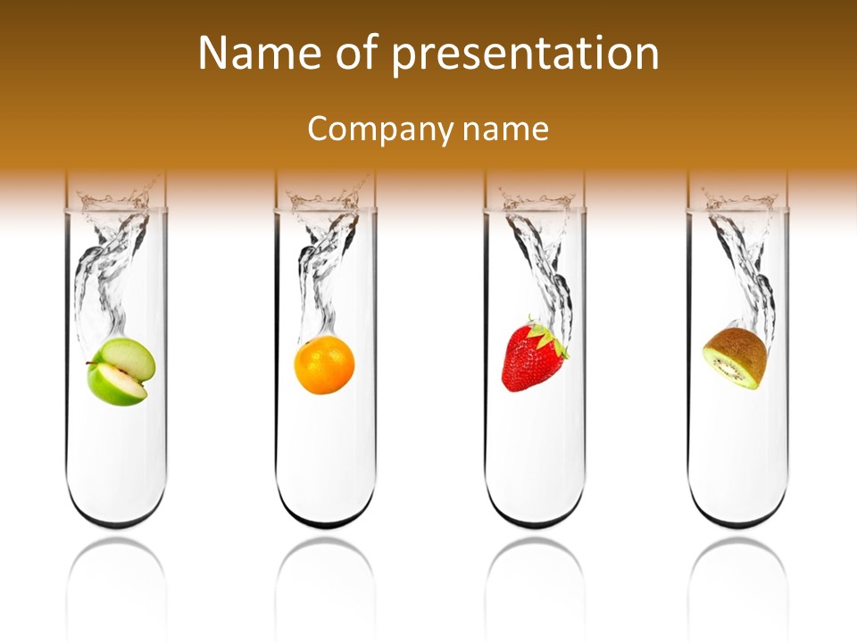Four Test Tubes Filled With Different Fruits And Vegetables PowerPoint Template