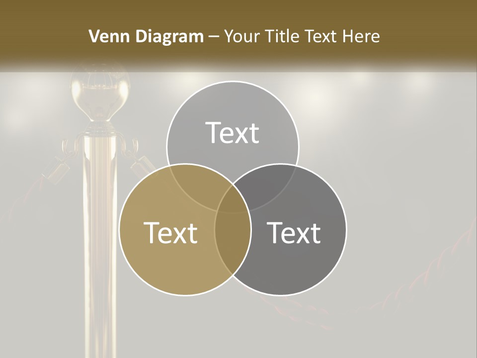 A Golden Trophy On A Red Rope With Spotlights In The Background PowerPoint Template