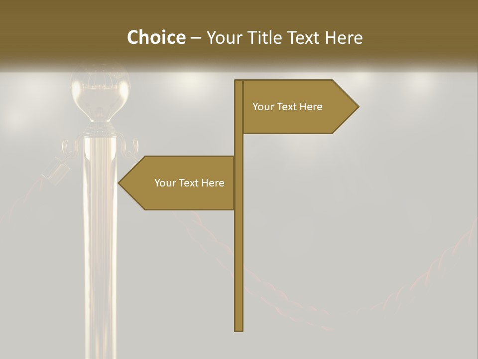 A Golden Trophy On A Red Rope With Spotlights In The Background PowerPoint Template