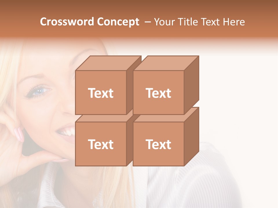 A Beautiful Blond Woman With Blue Eyes Smiling PowerPoint Template