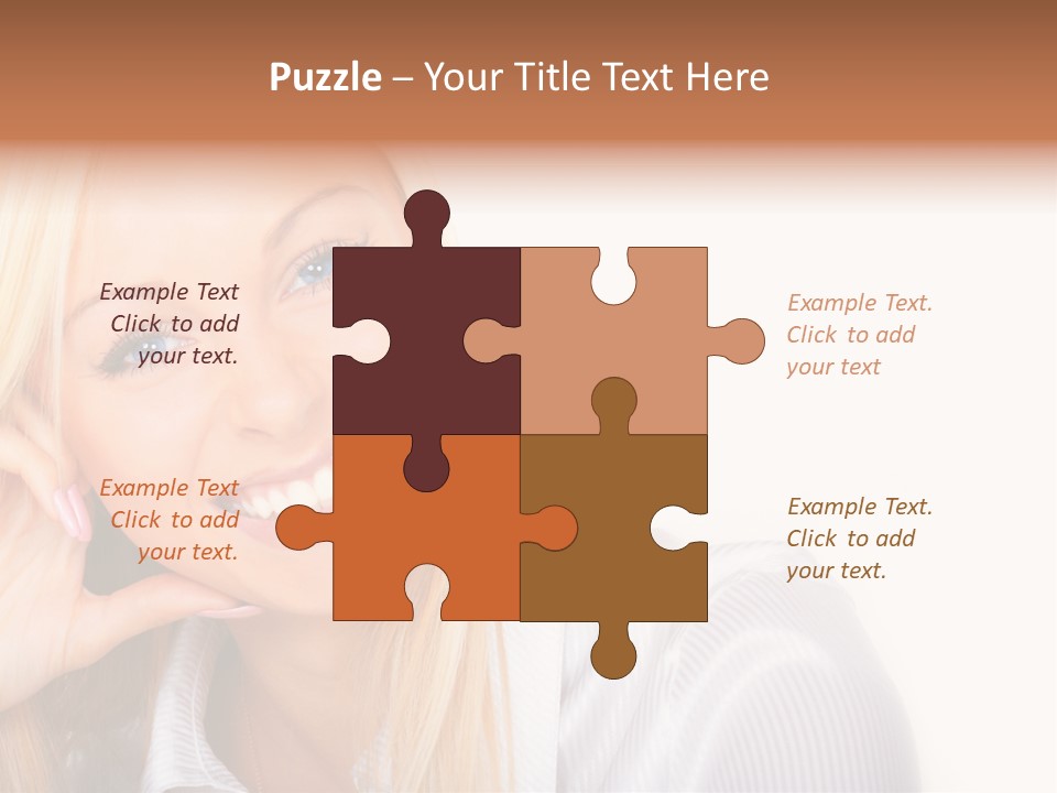 A Beautiful Blond Woman With Blue Eyes Smiling PowerPoint Template