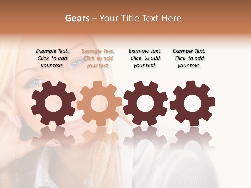 A Beautiful Blond Woman With Blue Eyes Smiling PowerPoint Template