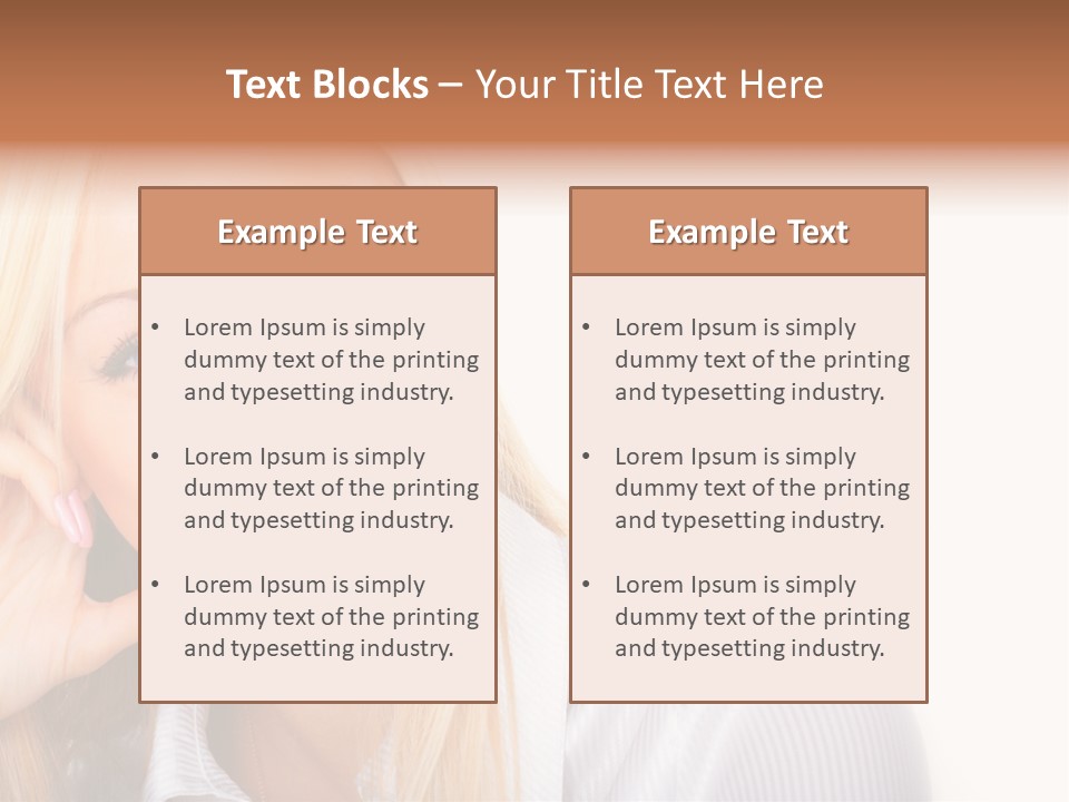 A Beautiful Blond Woman With Blue Eyes Smiling PowerPoint Template