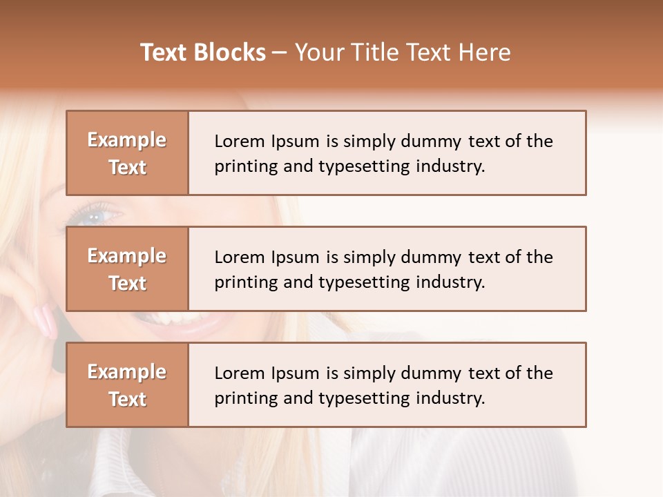 A Beautiful Blond Woman With Blue Eyes Smiling PowerPoint Template