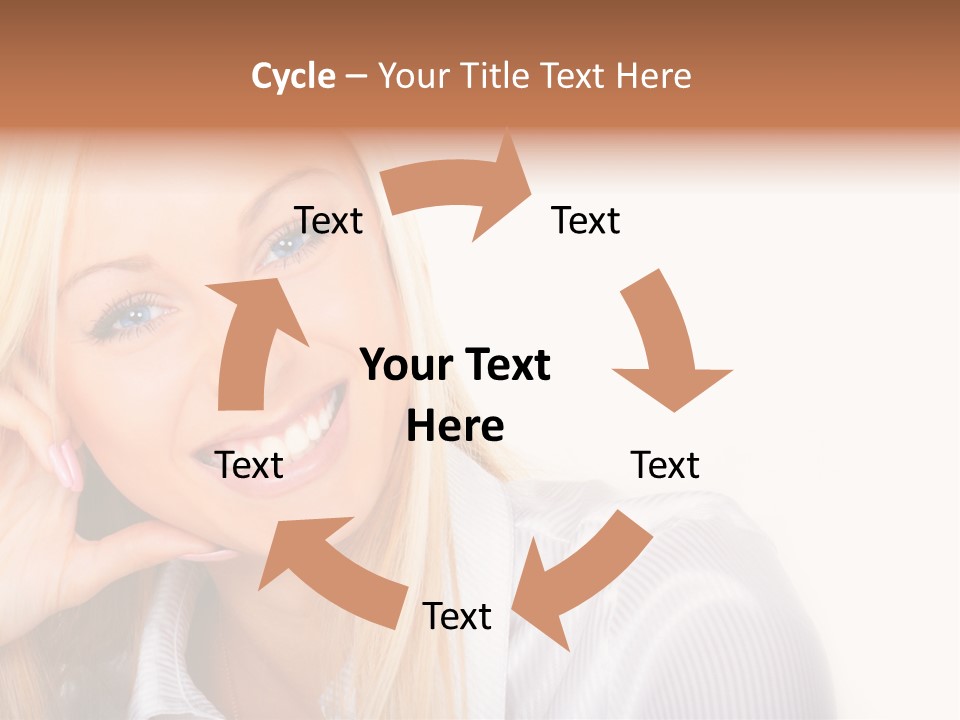 A Beautiful Blond Woman With Blue Eyes Smiling PowerPoint Template