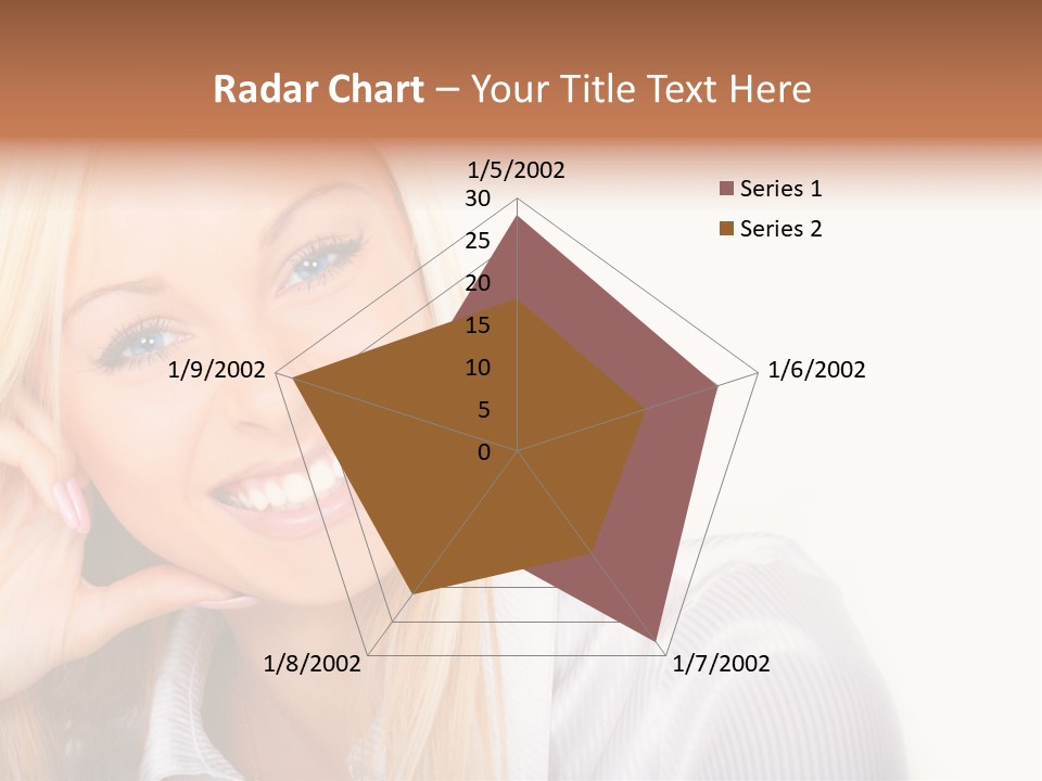 A Beautiful Blond Woman With Blue Eyes Smiling PowerPoint Template