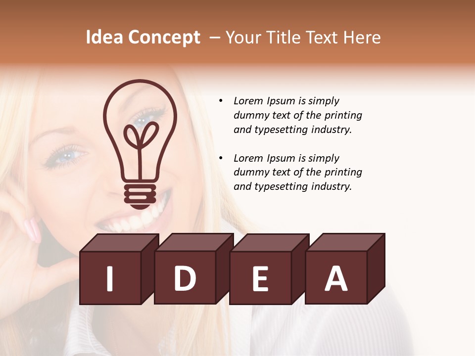 A Beautiful Blond Woman With Blue Eyes Smiling PowerPoint Template