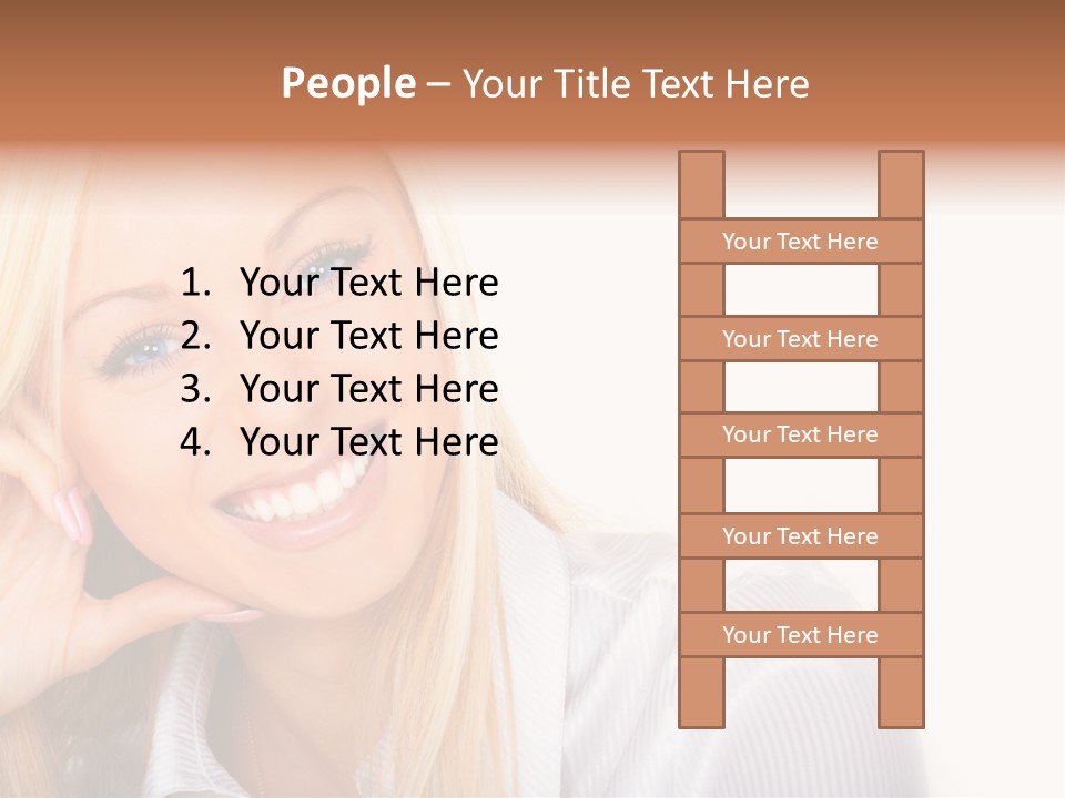 A Beautiful Blond Woman With Blue Eyes Smiling PowerPoint Template