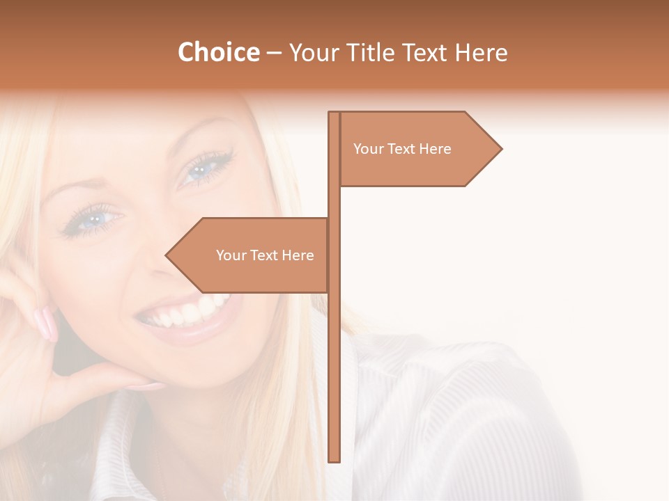 A Beautiful Blond Woman With Blue Eyes Smiling PowerPoint Template