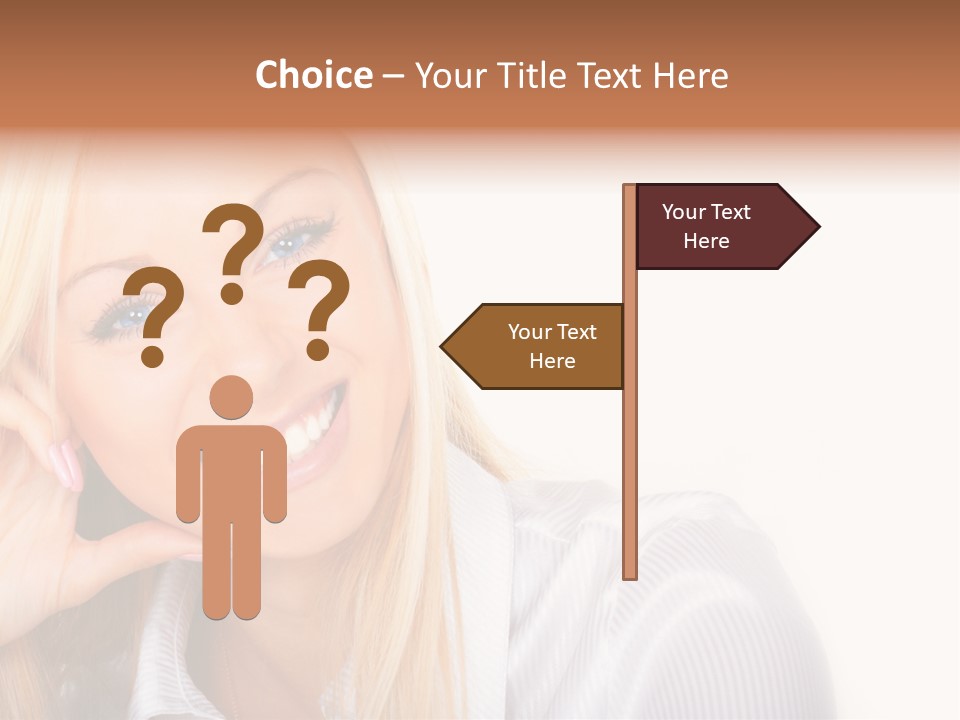 A Beautiful Blond Woman With Blue Eyes Smiling PowerPoint Template