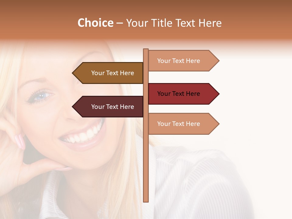 A Beautiful Blond Woman With Blue Eyes Smiling PowerPoint Template