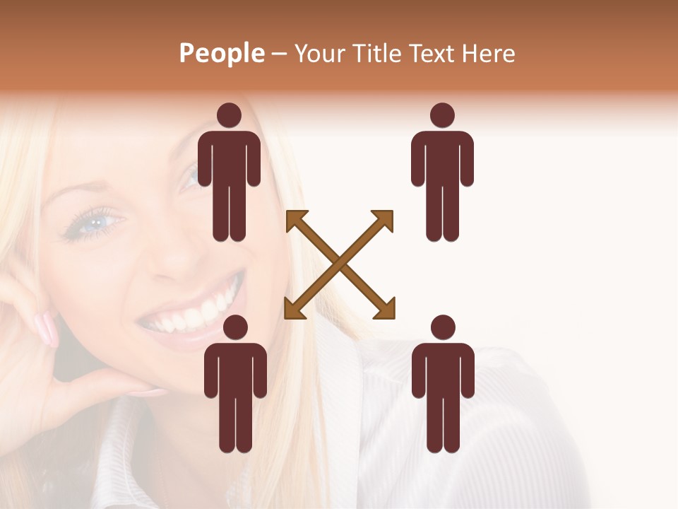 A Beautiful Blond Woman With Blue Eyes Smiling PowerPoint Template