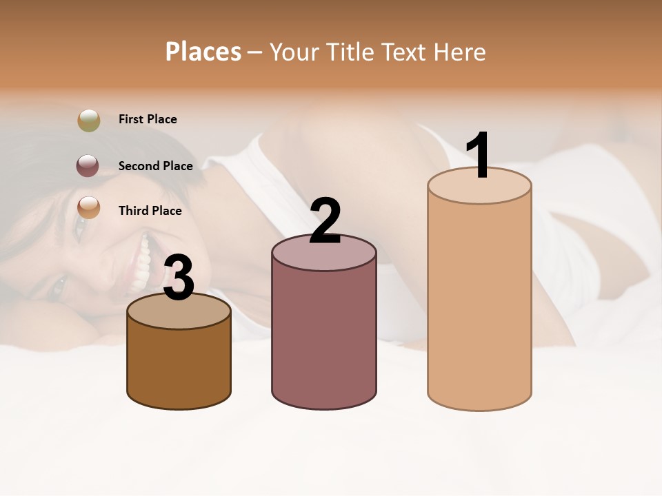 A Woman Laying On A Bed Smiling For The Camera PowerPoint Template