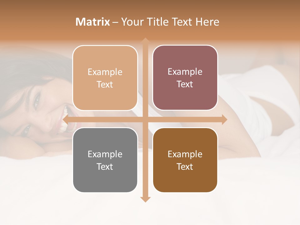 A Woman Laying On A Bed Smiling For The Camera PowerPoint Template
