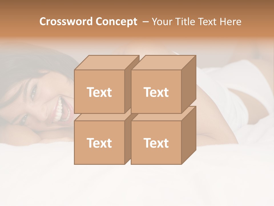 A Woman Laying On A Bed Smiling For The Camera PowerPoint Template