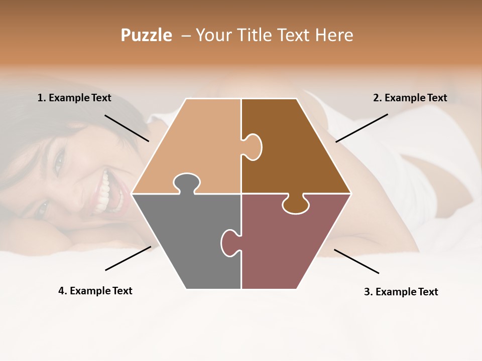 A Woman Laying On A Bed Smiling For The Camera PowerPoint Template