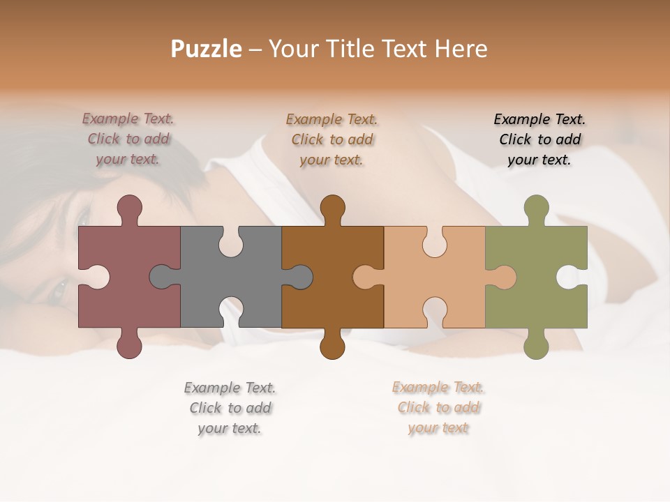 A Woman Laying On A Bed Smiling For The Camera PowerPoint Template