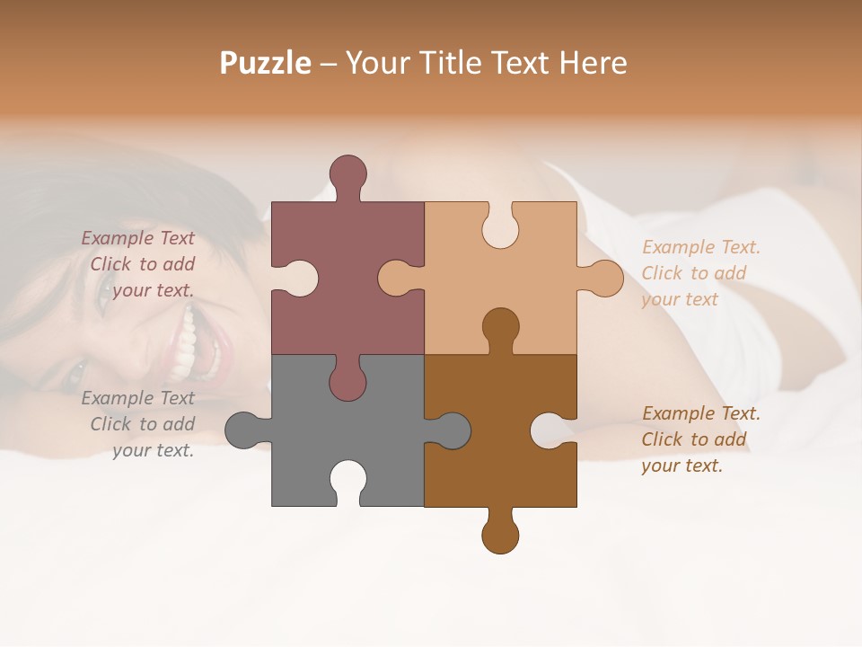 A Woman Laying On A Bed Smiling For The Camera PowerPoint Template