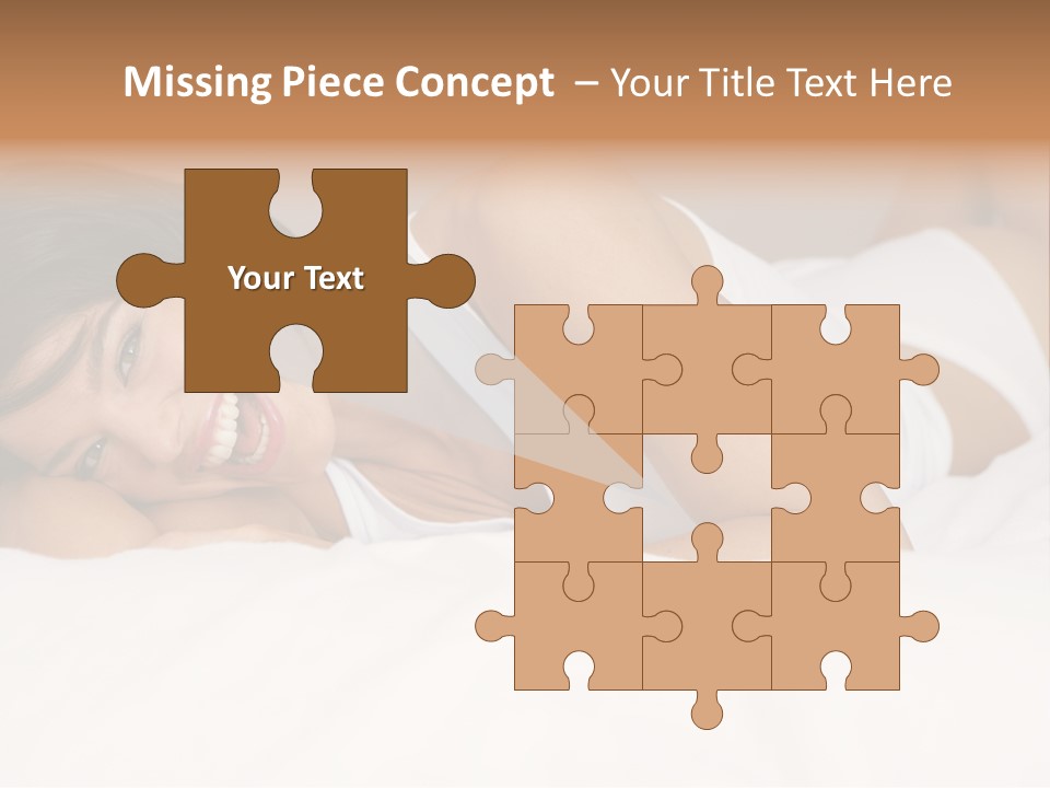 A Woman Laying On A Bed Smiling For The Camera PowerPoint Template