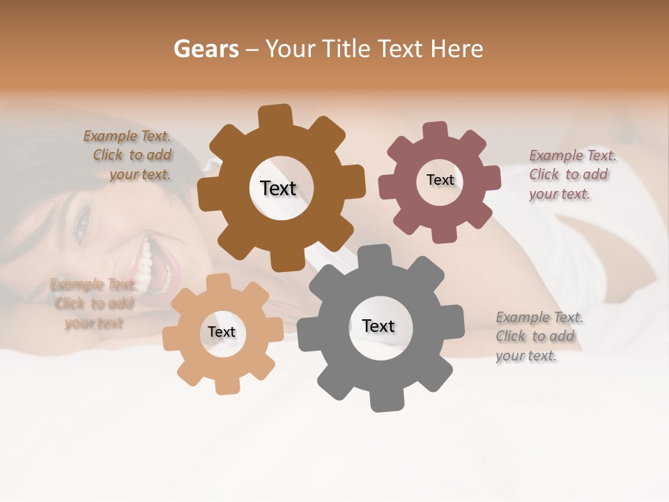 A Woman Laying On A Bed Smiling For The Camera PowerPoint Template