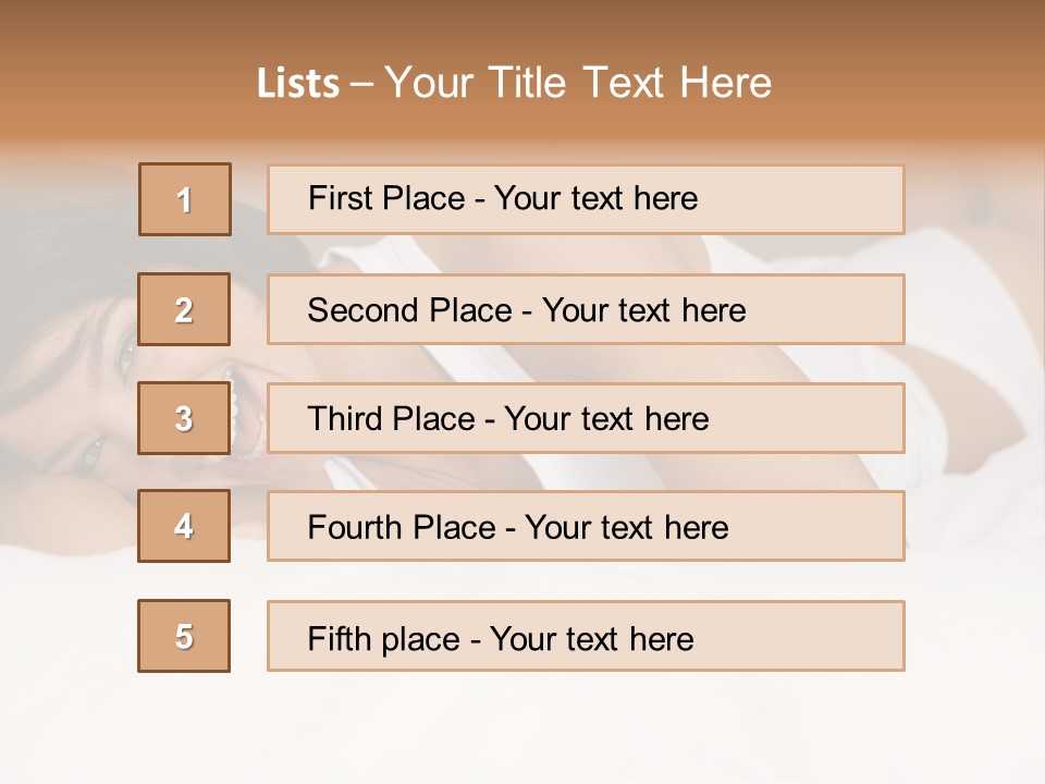 A Woman Laying On A Bed Smiling For The Camera PowerPoint Template