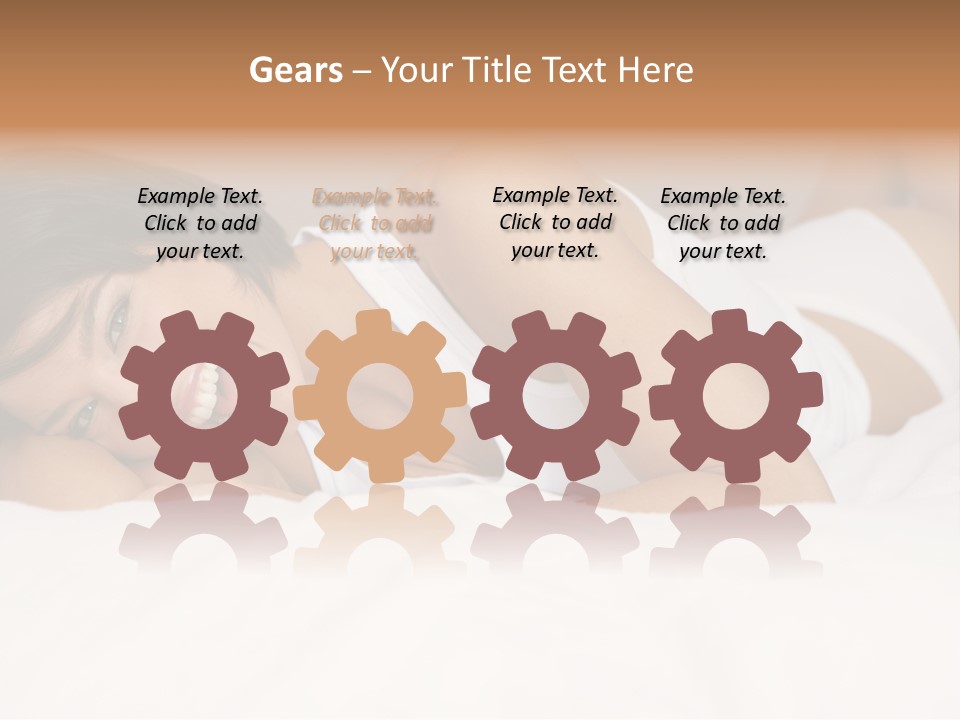 A Woman Laying On A Bed Smiling For The Camera PowerPoint Template