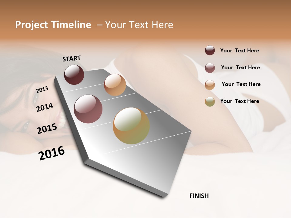 A Woman Laying On A Bed Smiling For The Camera PowerPoint Template