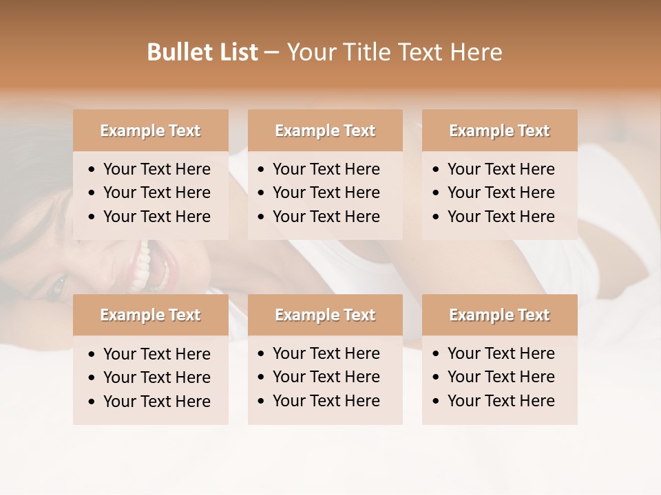 A Woman Laying On A Bed Smiling For The Camera PowerPoint Template