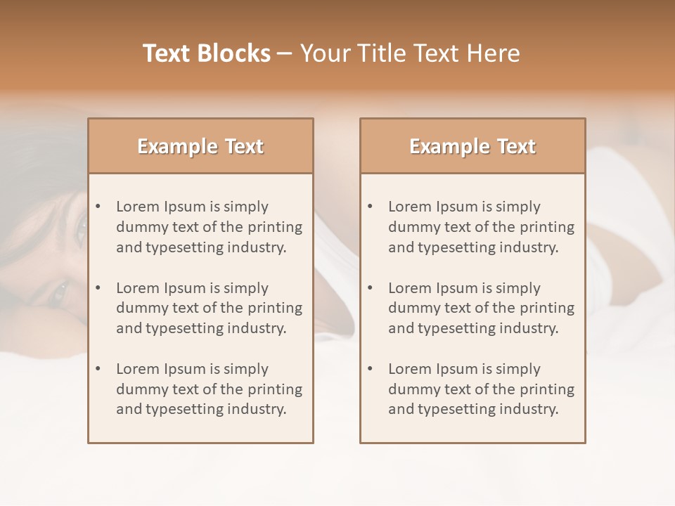 A Woman Laying On A Bed Smiling For The Camera PowerPoint Template