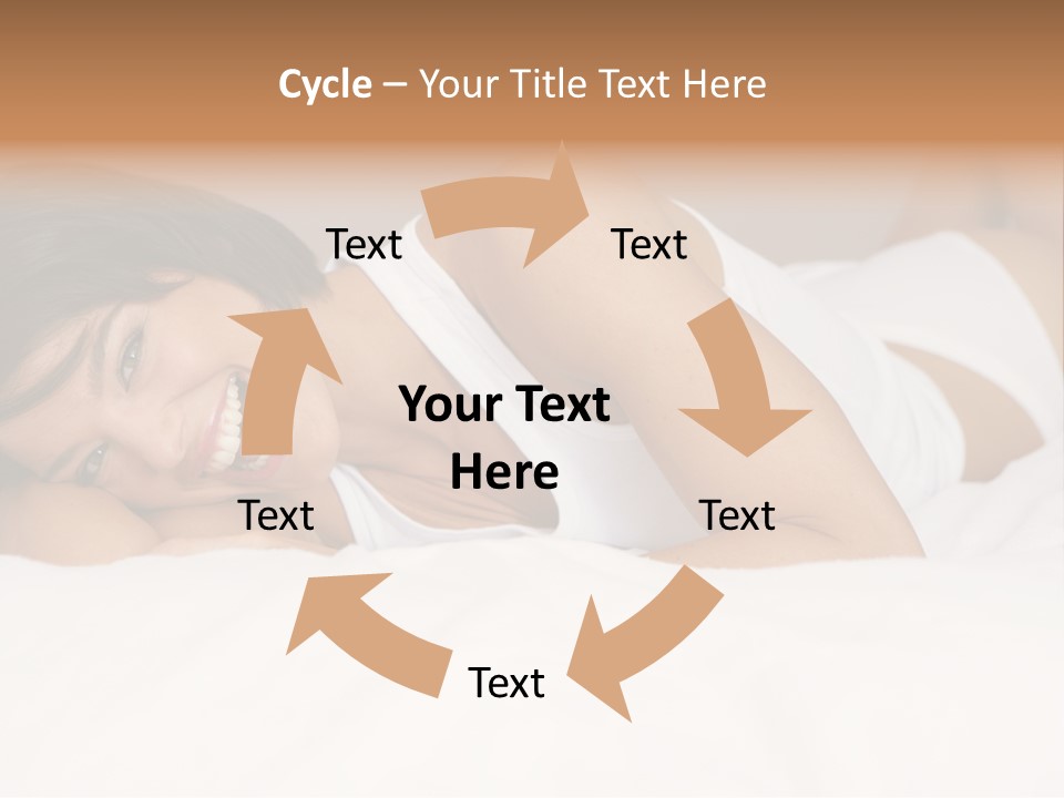 A Woman Laying On A Bed Smiling For The Camera PowerPoint Template