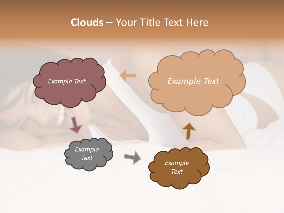 A Woman Laying On A Bed Smiling For The Camera PowerPoint Template